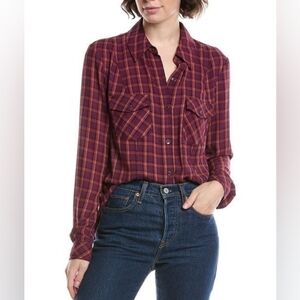 Cabi Women's Red Autumn Shirt Button Down Blouse Small S Purple